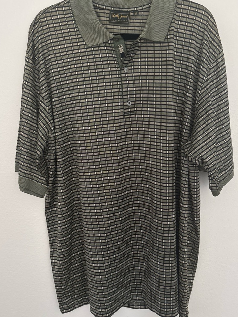 Bobby Jones Olive Green Grid-Check Polo
